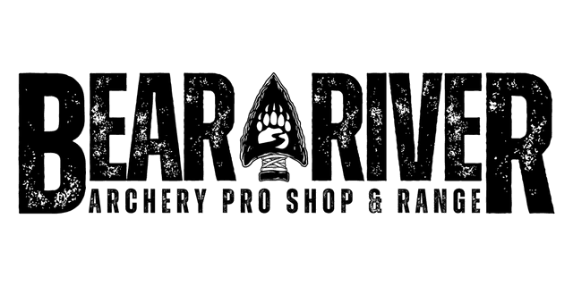 Bear River Archery wordmark with arrowhead and bear-paw mark